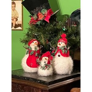 Vintage Glitter and Styrofoam Snowman Family